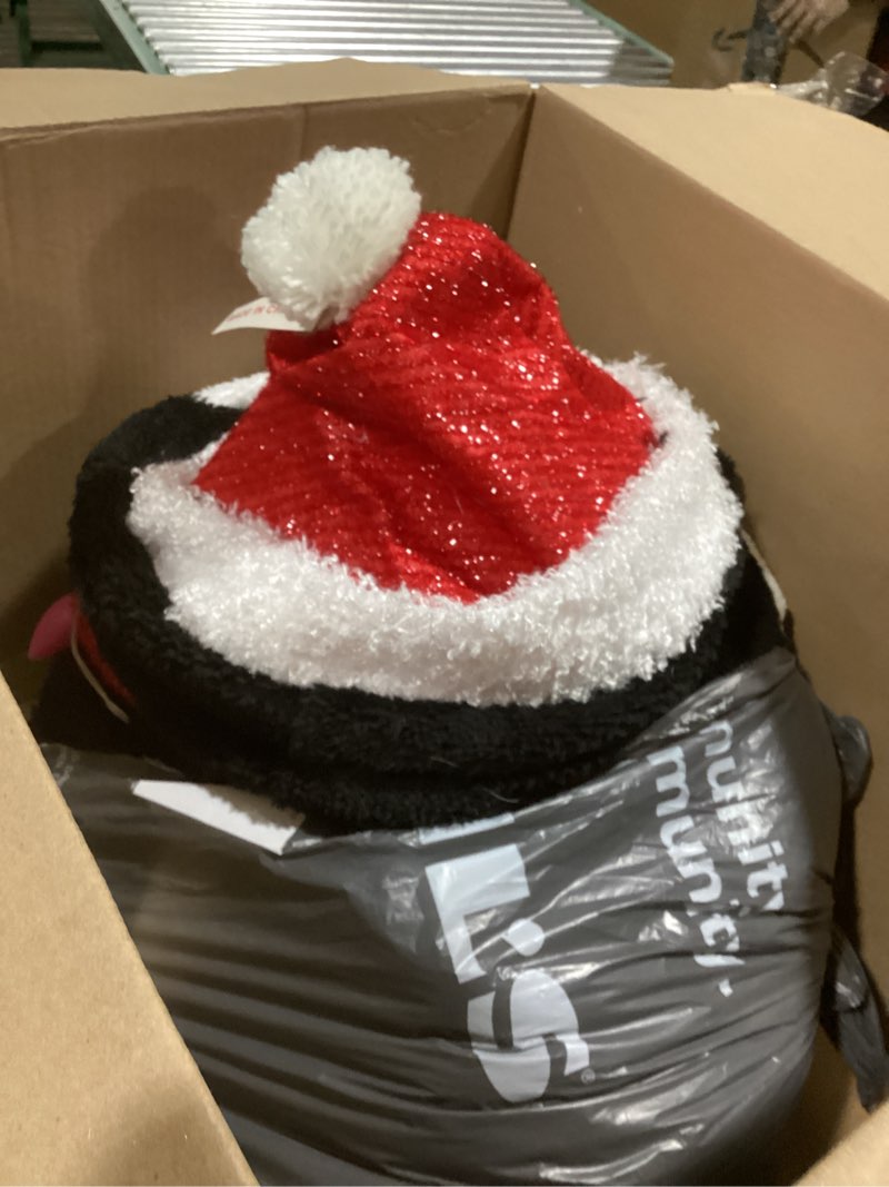 Condition photo showing As Is for DUMOS 2-Piece Lighted Penguin Family Outdoor Christmas Decoration, Pop up Holiday Decor with 150 LED Lights for Yard, Garden, Storefront, White Red red-led 3ft