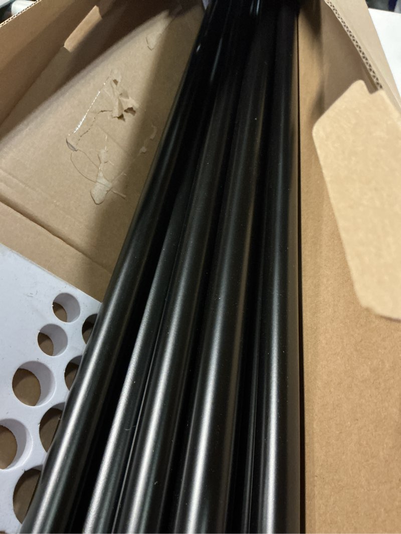Condition photo showing As Is for kamanina 1 inch double curtain rods 66 to 120 inches (5.5-10 feet), heavy duty adjustable double curtain rod for windows, black drapery rods with end caps black 66-120"