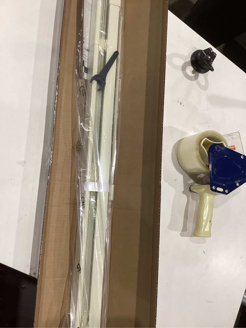 Condition photo showing New/Like New for lazblinds no tools no drill 1" vinyl mini blinds, cordless blinds for windows, light filtering horizontal window blinds & shades, 24" w x 72" h, white cordless-white 24" w x 72" h