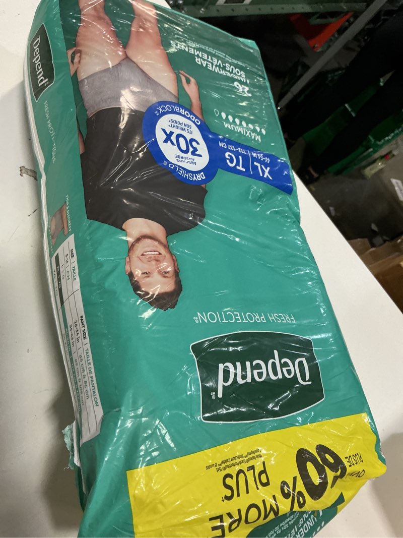 Condition photo showing Good Condition for depend fresh protection adult diapers, incontinence underwear for men, disposable, maximum, extra-large, grey, 26 count, packaging may vary x-large 26