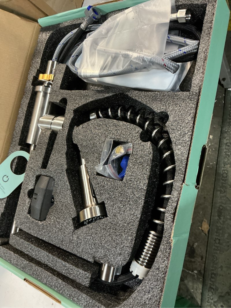 Condition photo showing Good Condition for forious kitchen faucets, brushed nickel kitchen sink faucet with pull down sprayer, commercial kitchen faucet stainless steel, classic single handle pull out sink faucets for rv laundry utility room classic stainless steel