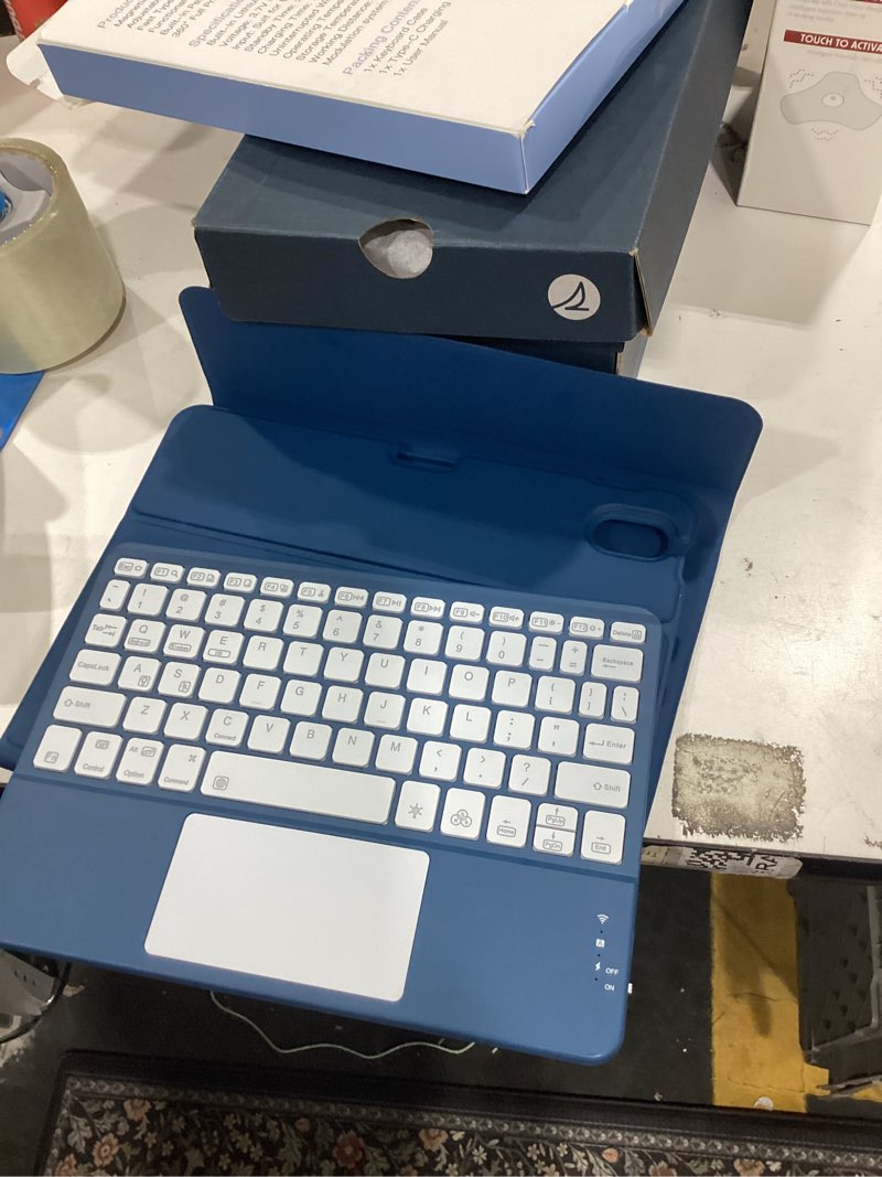 Condition photo showing Good Condition for Harvopu Compatible for iPad 11th 10th Generation Case with Keyboard, Folio Cover with Pencil Holder, Multi-Touch Trackpad, 7 Color Backlit, Detachable Keyboard for iPad (A16) 11th/10th Gen (Navy Blue)