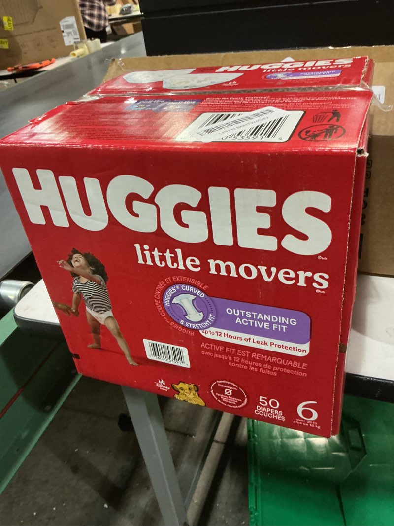 Condition photo showing New/Like New for Huggies Size 6 Diapers, Little Movers Baby Diapers, Size 6 (35+ lbs), 50 Count (2 Packs of 25), Packaging May Vary Size 6 50