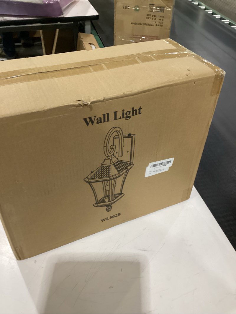 Condition photo showing New/Like New for YSN 2 Pack Dusk to Dawn Outdoor Light Fixture Wall Mount Porch Lights Weather Resistant Exterior Sconce Light, Waterproof Wall Lantern for Porch, Garage, Backyard, Walkway, E26 Socket, Brown Brown 16inch-Dusk to Dawn(Hardwired)-2Pack