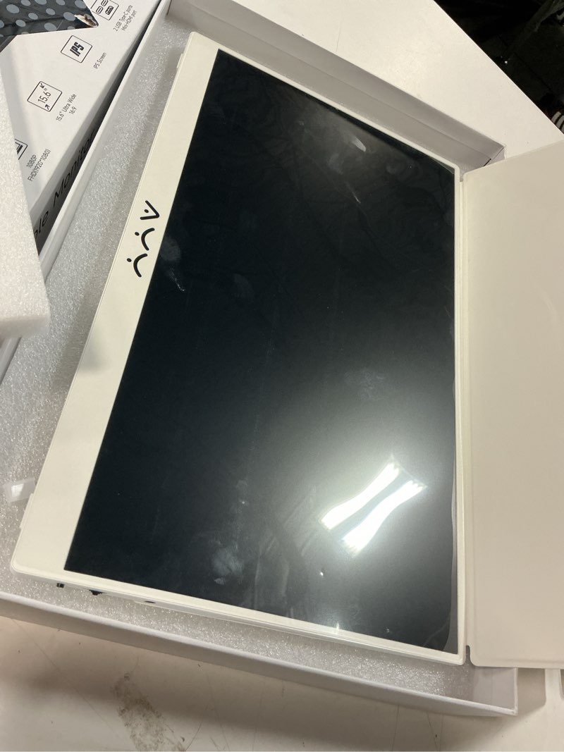 Condition photo showing Good Condition for ayy portable monitor 15.6inch 1080p fhd - usb-c/hdmi computer display, hdr ips gaming monitor compatible with laptop pc mac phone ps4 xbox switch, w/smart cover, dual speakers - white 15.6 inch 60hz/ips/100%srgb