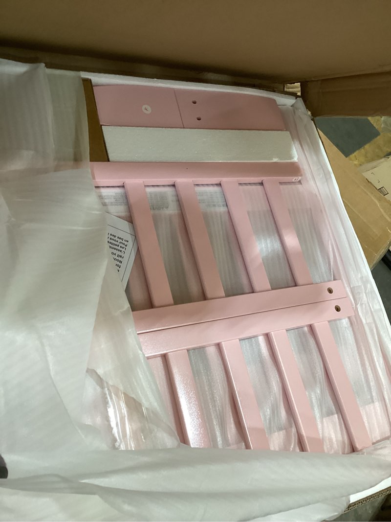 Condition photo showing Good Condition for dream on me classic design toddler bed in pink, low-to-floor wooden bed with safety rails, greenguard gold & bsa certified, non-toxic finish pink bed