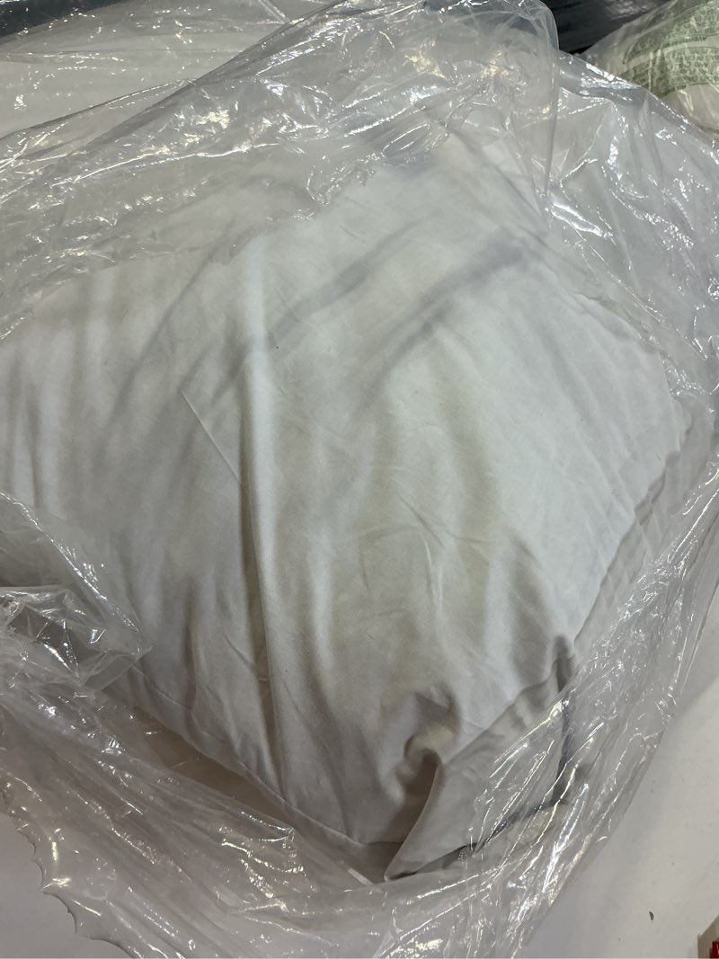 Condition photo showing As Is for JA COMFORTS 28×28 Premium Goose Down Feather Throw Pillow Inserts(Set of 1)-5% Down Filling,High Filling Weight,250 TC Cotton Cover, Square, White 28×28 (1 Pack)