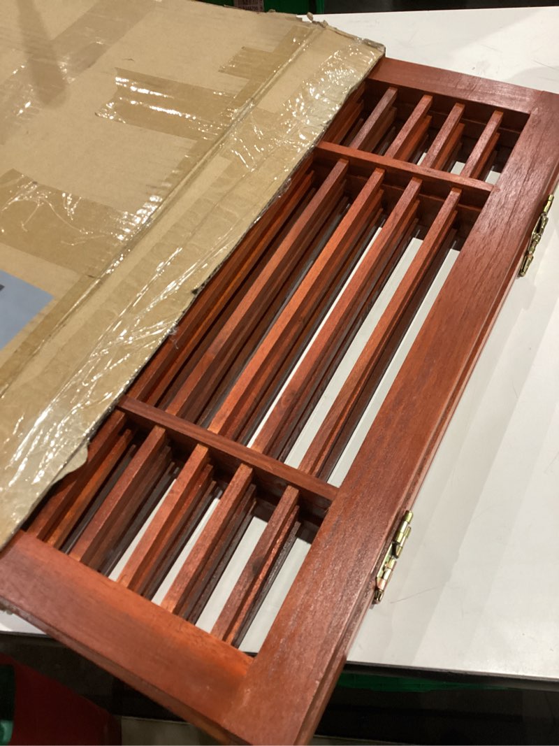 Condition photo showing Good Condition for urnporium pet dog gate freestanding, strong durable folding wooden fence, portable acacia hardwood safety barrier for indoor & outdoor use (brown pet gate, 3 panel 24" tall) 3 panel 24" tall brown pet gate