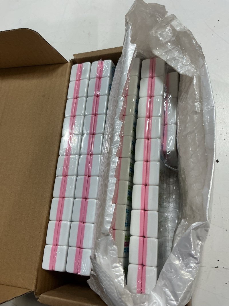 Condition photo showing Good Condition for 1.2”american mahjong tile set, 166 mahjong game set with pink color (tiles only, no racks and other accessories)