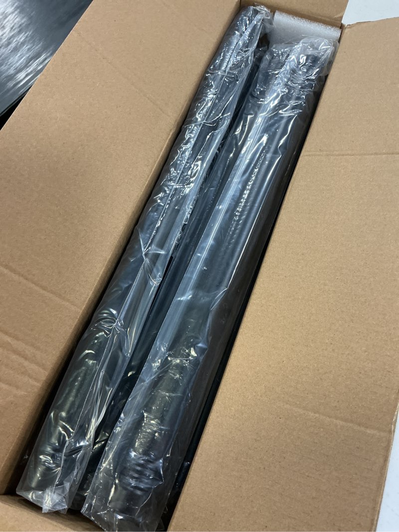 Condition photo showing New/Like New for double shower curtain rod, adjustable 28 to 76 inches wall mounted double shower rod rustproof, black shower curtain pole for bathroom, laundry room, bathtub and more 28"-76" black