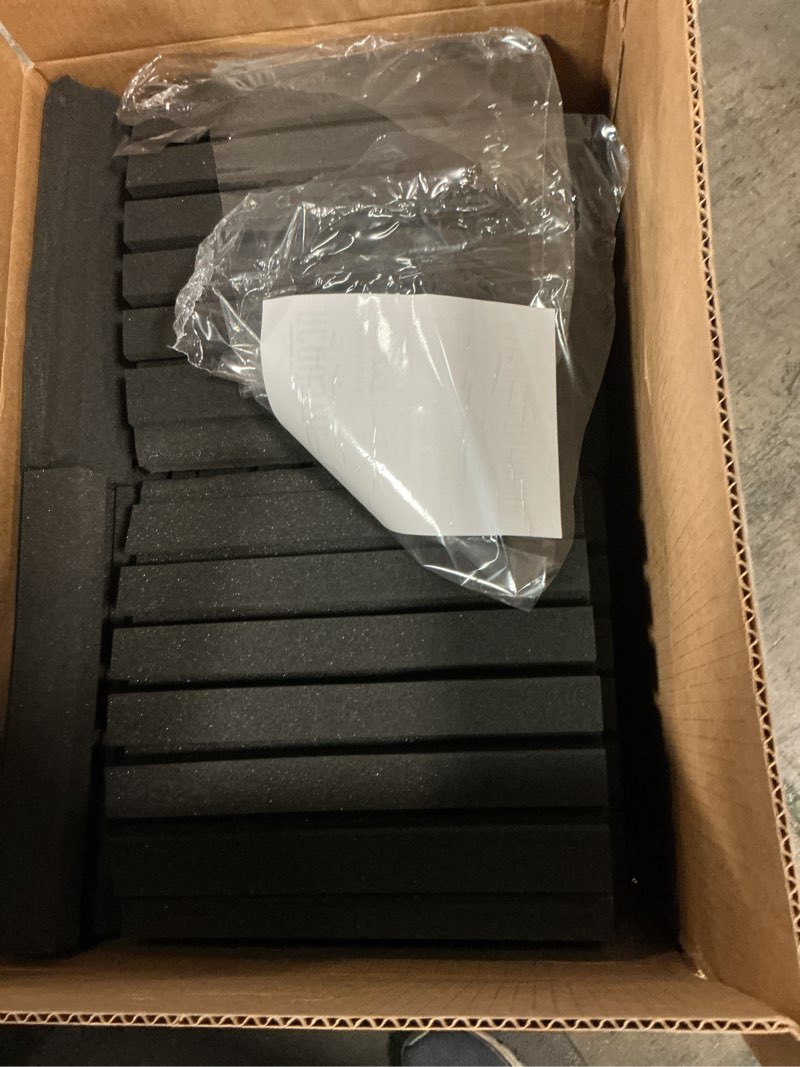 Condition photo showing Good Condition for Focusound Sound Proof Foam Panels for Walls 12 Pack – 12x12x3 Inch Acoustic Noise Reducing Wall Panels, Absorbing Soundproofing Foam Dampening Panel Set with 90 PCS Strong Double-Sided Adhesives