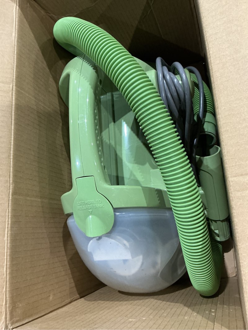 Condition photo showing As Is for bissell little green multi-purpose portable carpet and upholstery cleaner, car and auto detailer, with exclusive specialty tools, green, 1400b
