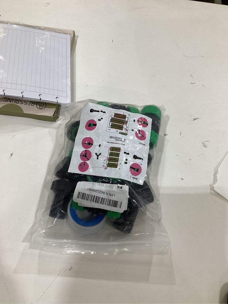 Condition photo showing As Is for Daé Fittings for 1/2" Soaker Hose and Garden Hose, Repair Fitting Kit include Female Connector& Male Connector & Straight Connector&Two-way Valve Connectors(1/2 fittings kit). Used for 1/2"soaker hose