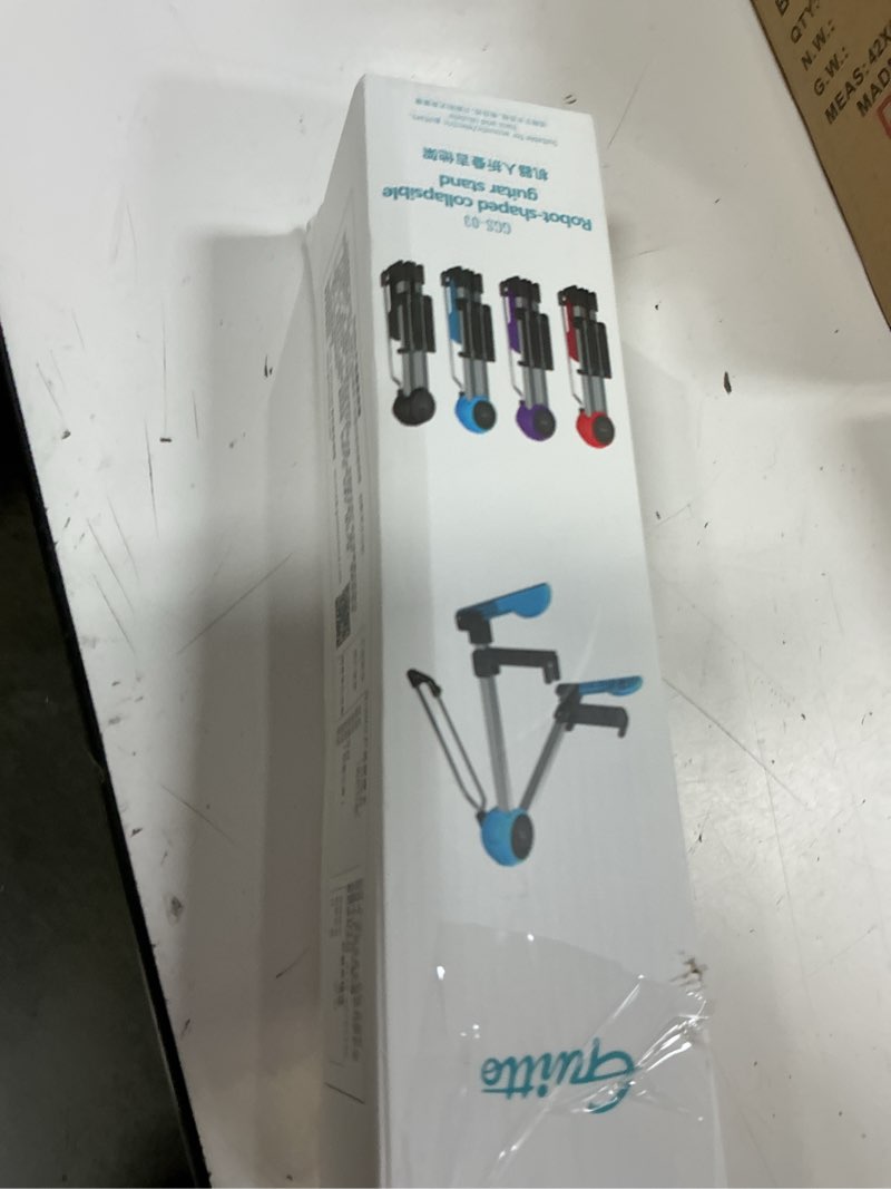 Condition photo showing New/Like New for guitto guitar stand - electric and acoustic, floor standing holder for guitars, bass, banjo, cello - portable, foldable, and small a-frame design ggs-03