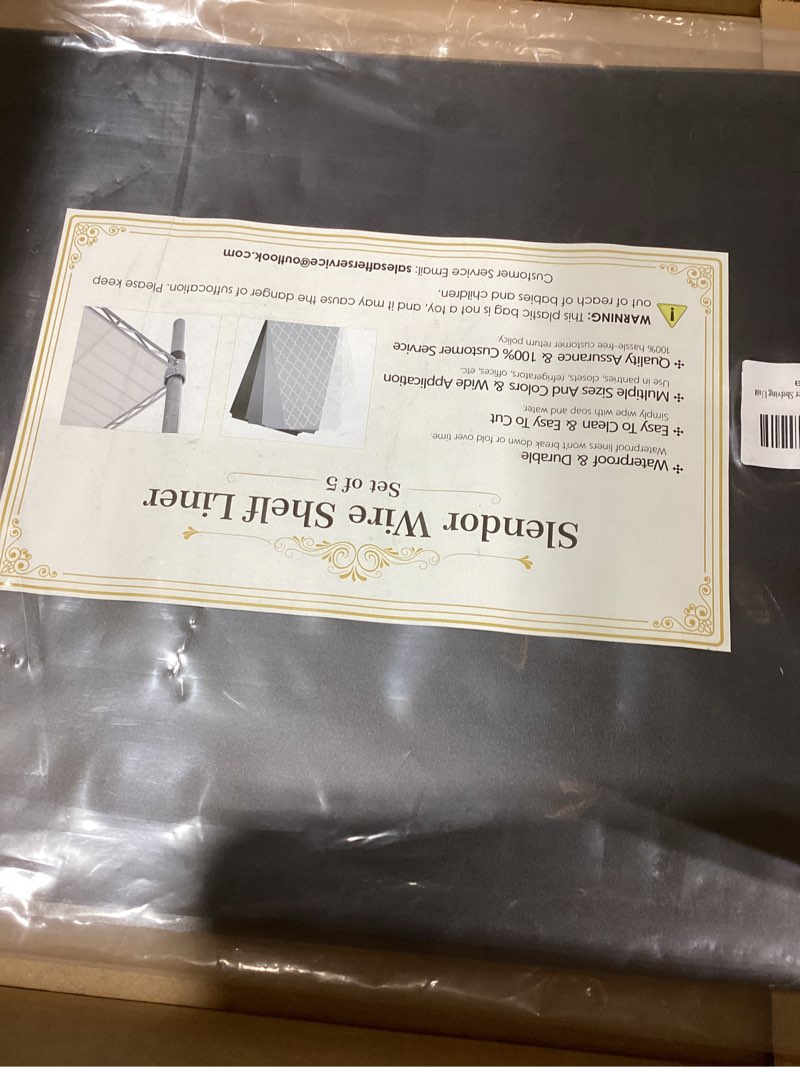 Condition photo showing New/Like New for Slendor Wire Shelf Liner 14" x 24" Value Pack of 5 Flat Heavy Duty Waterproof Non-Adhesive Industrial Strength Plastic Mats for Tier Shelving Unit, Gray 14"x24" Gray