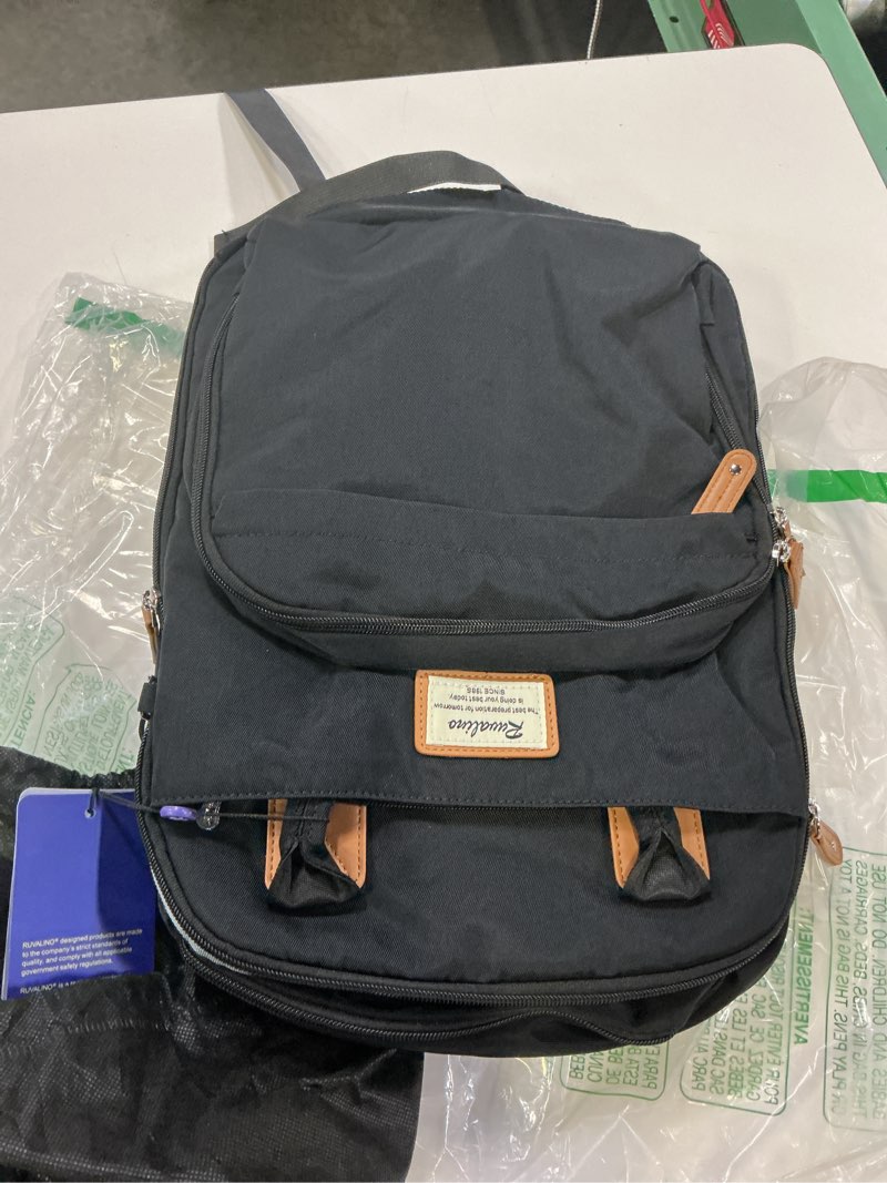 Condition photo showing New/Like New for ruvalino diaper bag backpack, multifunction travel pack maternity baby changing bags, large capacity, waterproof, black classic_black polyester