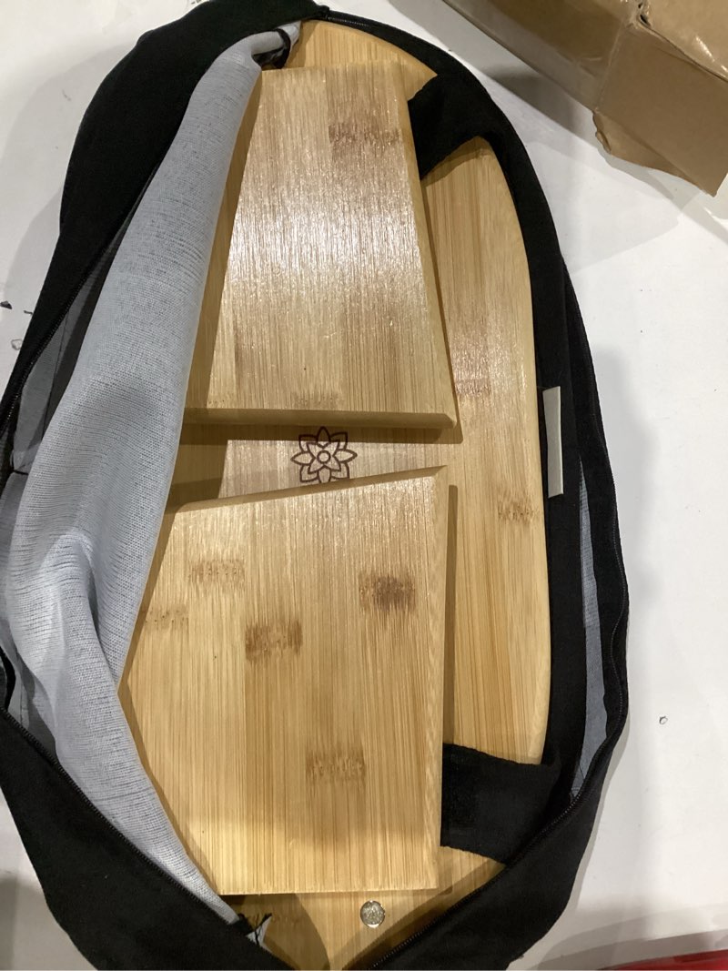 Condition photo showing New/Like New for Mindful Modern Folding Meditation Bench - Bamboo Kneeling Stool w/Locking Magnetic Hinges - Prayer Kneeler Seiza Chair w/Soft Pillow & Travel Bag With Pillow