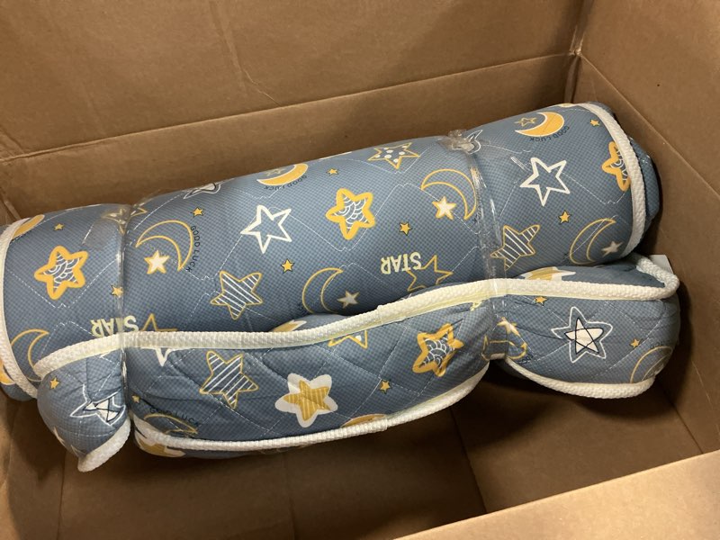 Condition photo showing As Is for premium crib mattress and toddler mattress 52" x 27.6" x 5",firm,breathable hypoallergenic for standard cribs and toddler bed moonight 52" x 27.6" x 5"