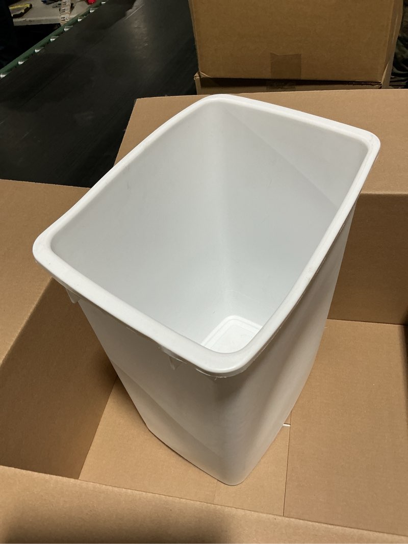 Condition photo showing Good Condition for rubbermaid small kitchen bathroom trash can, 9 gallons, white, waste basket for under counter/kitchen/office/bedroom/bathroom