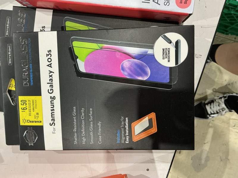 Condition photo showing New/Like New for duraglass tempered glass screen protector with quick installation tray for samsung galaxy a03s