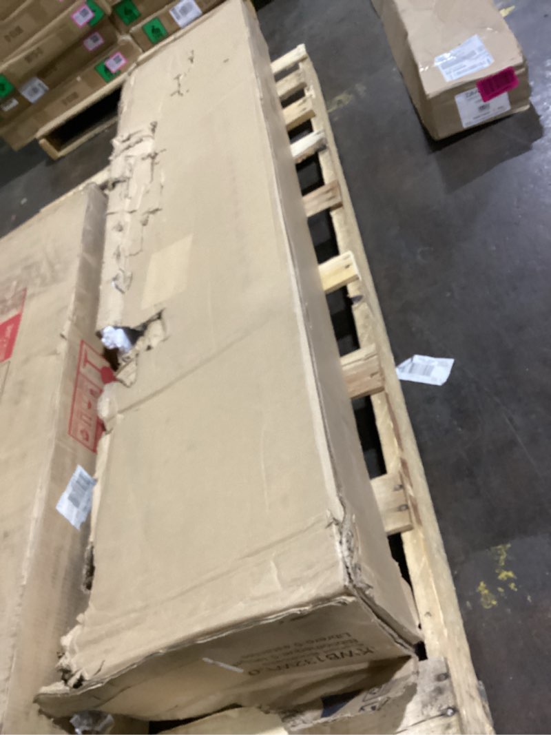 Condition photo showing As Is for Bush Furniture Tall 5 Shelf Bookcase for Living Room or Home Office, Large Bookshelf, Modern Farmhouse Style, Key West Collection, Pure White Oak Pure White Oak 5 Shelf