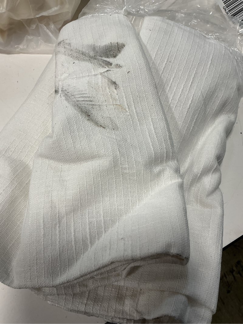 Condition photo showing As Is for cotton slub curtain - single panel, 48x84, white
