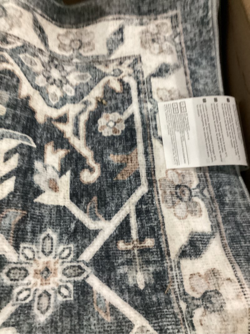 Condition photo showing Good Condition for AMADA HOMEFURNISHING 9x12 Washable Area Rug, Low-Profile Large Area Rug with Non-Slip Backing & Durable Edge Binding, Vintage Large Rugs for Living Room, Bedroom & Dinning Room 9' x 12' (Rectangular) Blue