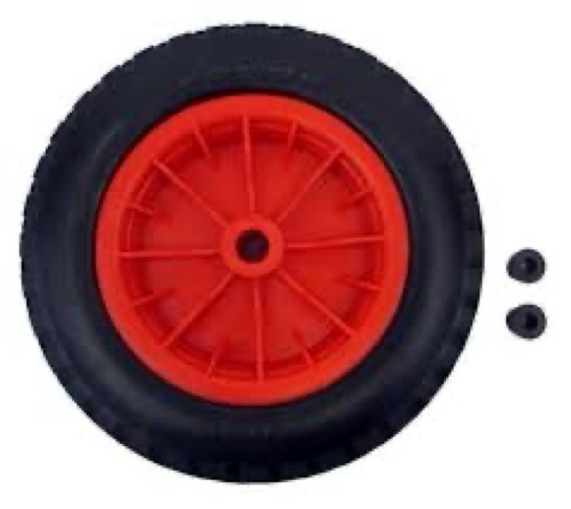 Black and orange trailer wheels similar to