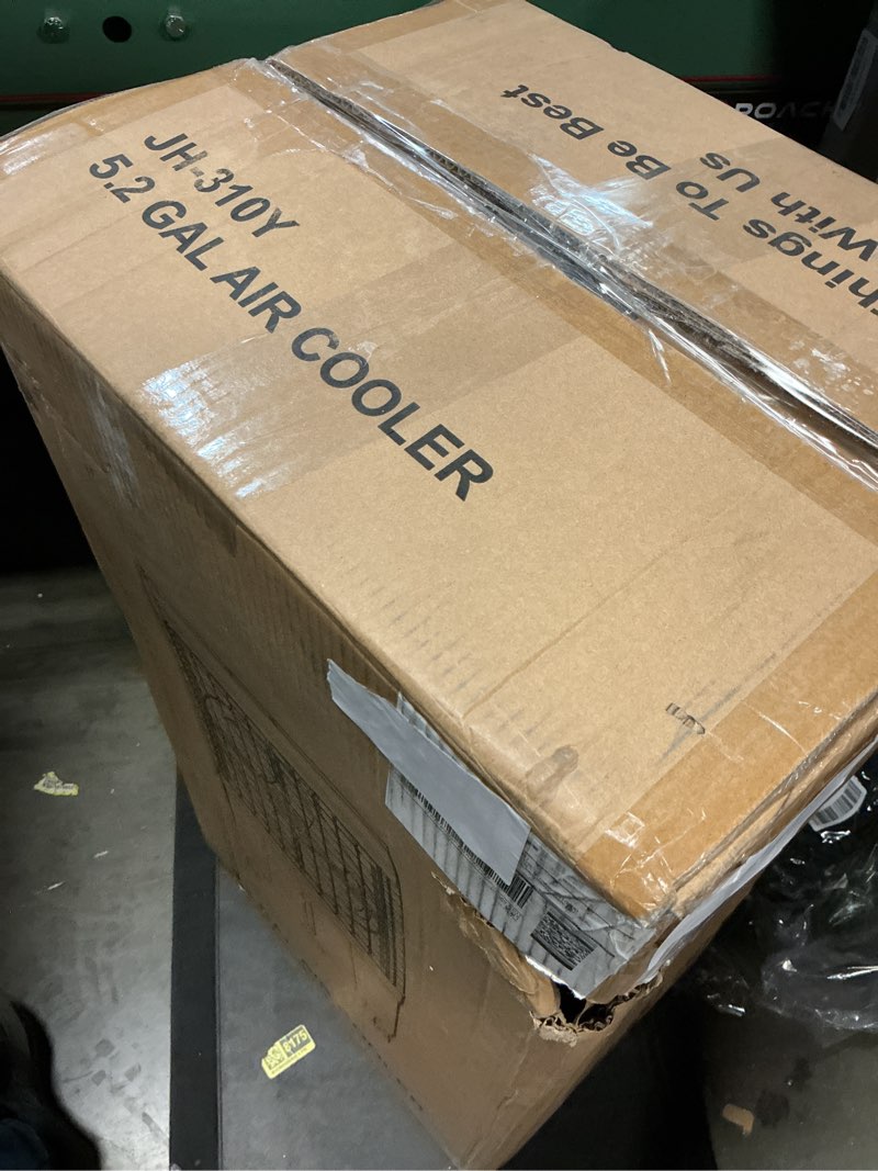 Condition photo showing As Is for LifePlus Evaporative Air Cooler 1800 CFM Swamp Cooler Portable Cooling Fan with 5.3 Gallon Water Tank Remote Control, 3 Speed 3 Modes, 4 Ice Packs More Cooler, for Room Garage Patio JH310Y