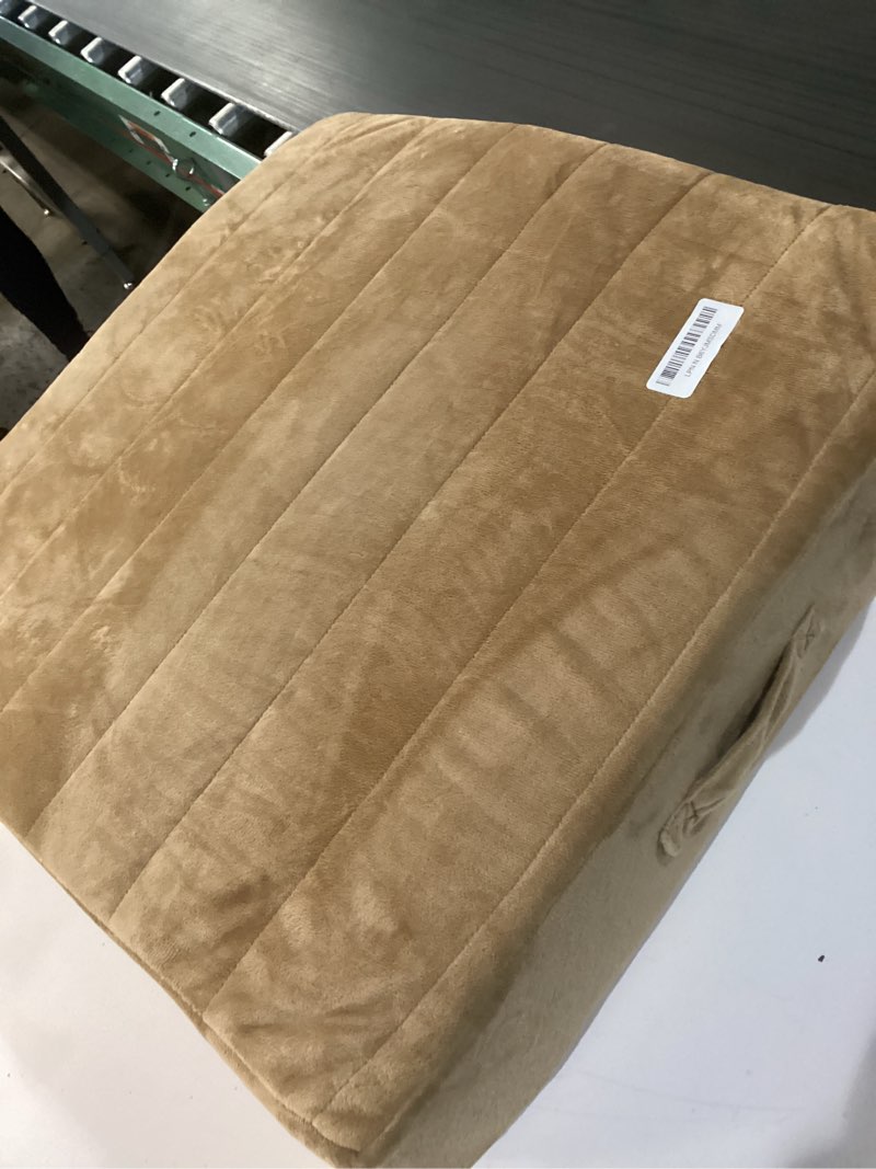 Condition photo showing As Is for memorecool square floor pillows for adults kids, 2 sets large meditation cushion with 5" thick foam and washable tufted cover, 22 inch coffee seat floor cushions for sitting and yoga 22 inch light coffee 2