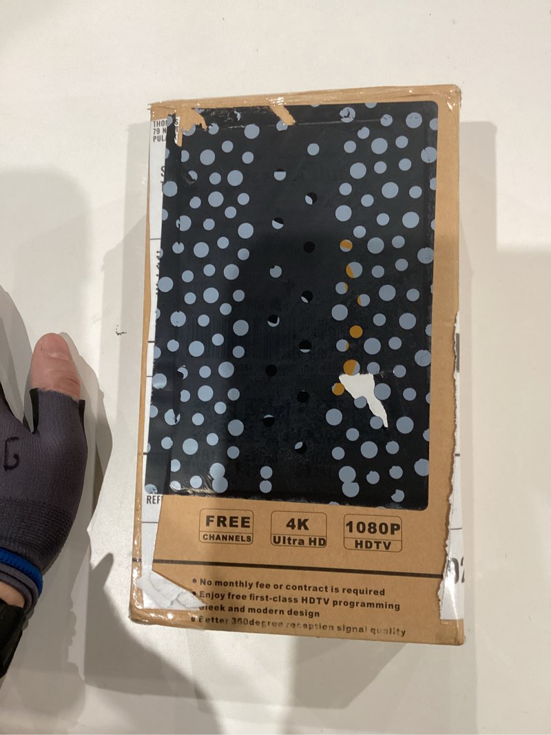 Condition photo showing As Is for 2026 Updated TV Antenna,3600+ Miles Range Antenna for Smart TV Indoor/Outdoor,360° Reception Digital TV Antenna for Local Channels and All Smart/Old TVs-38ft Thick Coax Cable and Amplifier Black