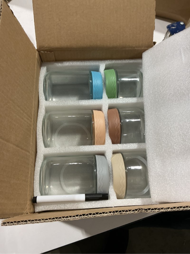 Condition photo showing Good Condition for drkio 10 & 16 oz overnight oats containers with lids - 6 pack glass storage jars with airtight lids wide mouth mason food jars great for meal prep salad chia puddirg snacks yogurt sugar spice cereal 10&16 oz - 6 colors