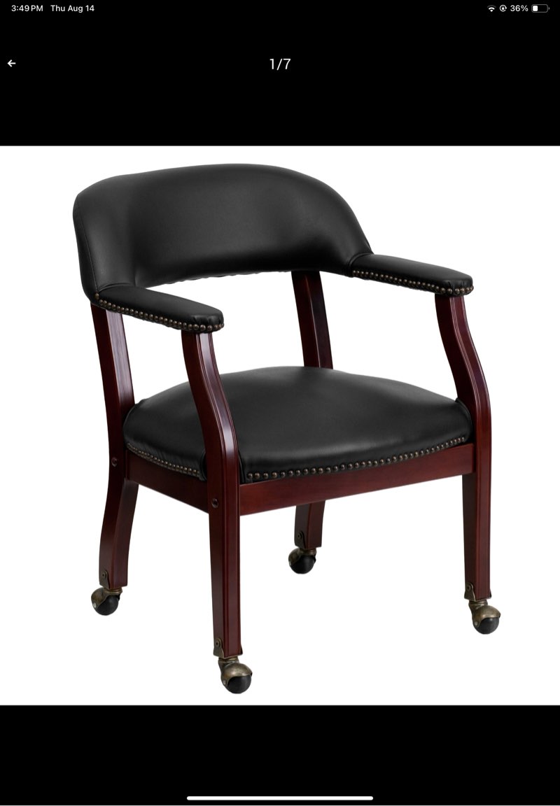 Flash Furniture Sarah Black Vinyl Luxurious Conference Chair with Accent Nail Trim and Casters