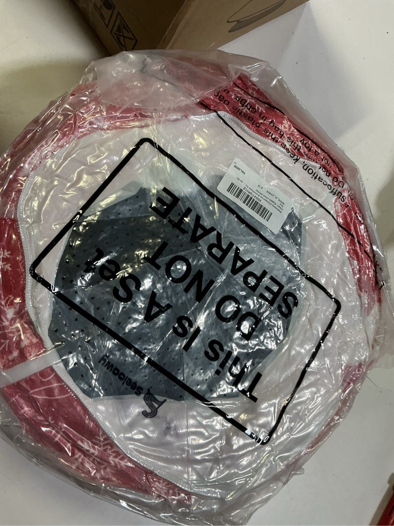 Condition photo showing New/Like New for Christmas Tree Cat Tunnel Bed Cat Donut Tunnel Toy Under Christmas Tree Skirt, Flannel Kittens Cave Donut Multifunctional Hide Place for Rabbit Puppy, Snowflake Pattern(Red,White)