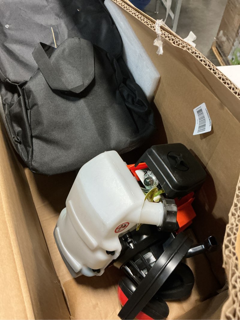 Condition photo showing As Is for vevor gas hedge trimmer, 2 cycle gas power handheld hedge trimmer, 5-in-1 63cc cordless weed eater with protective gear set, includes hedge and string trimmer, brush cutter(3t & 40t blades), pole saw