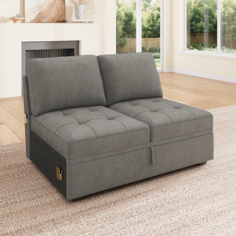 Incomplete 1 boxes for pick up)Chenille Double Seat Pull Out Bed Module Without Backrest, G Carton