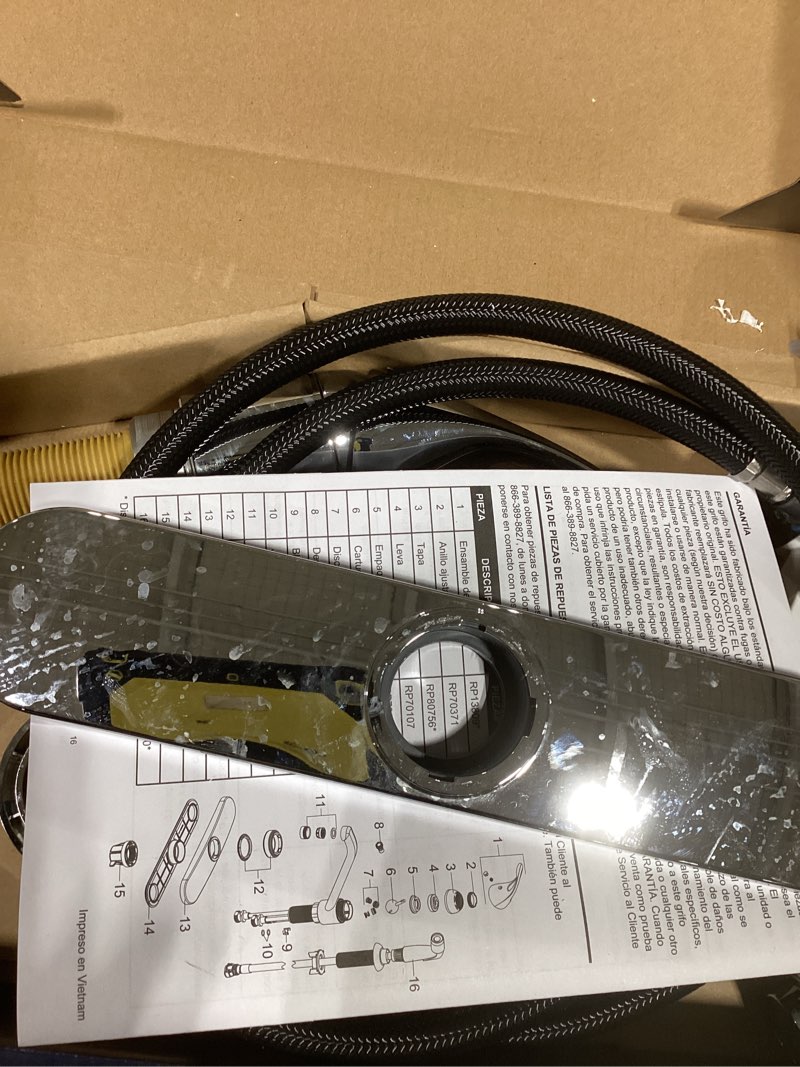 Project Source Wakebridge Polished chrome Single Handle Deck-mount Kitchen Faucet (Includes Deck Plate) (Includes Side Sprayer) Item #5667569 | Model #67896W-3101