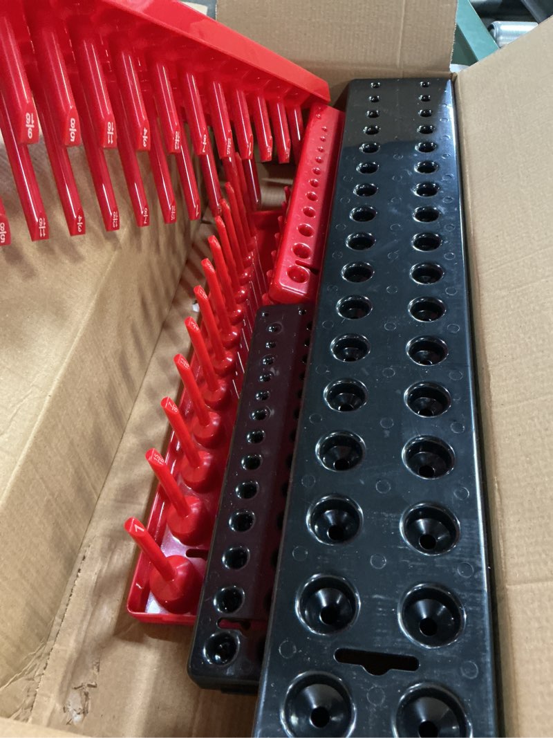 Condition photo showing Good Condition for 6pcs socket organizer tray set, red sae & black metric socket storage trays, 1/4-inch, 3/8-inch & 1/2-inch drive deep and shallow socket holders for toolboxes 6pcs socket organizer (store 170 sockets)