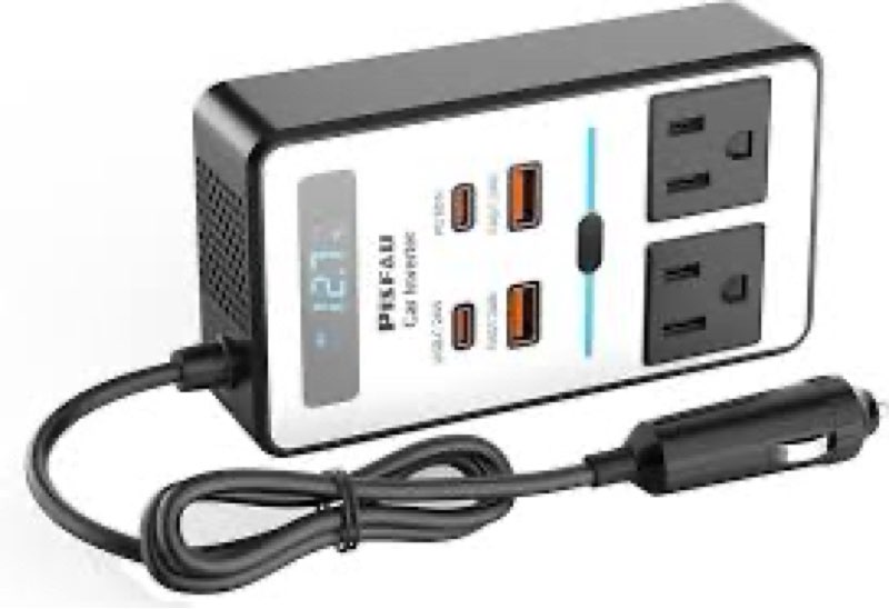 200W Car Power Inverter DC 12V to 110V AC,Cigarette Lighter Adapter Plug with [65W USB-C]/USB-Fast C