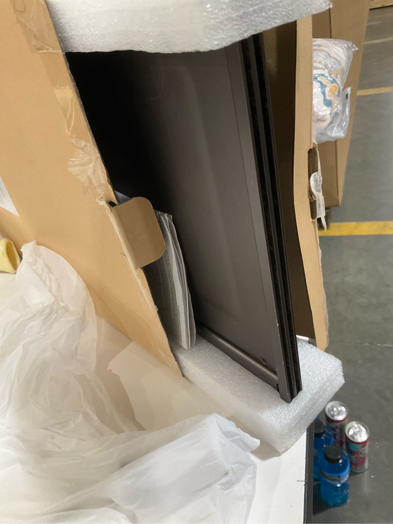 Condition photo showing As Is for large size automatic chicken coop door solar - powered auto chicken door opener, automatic chicken door with timer/light sensor modes, intelligent obstacle sensors, remote control, 14.76"h x 11.02"l brown