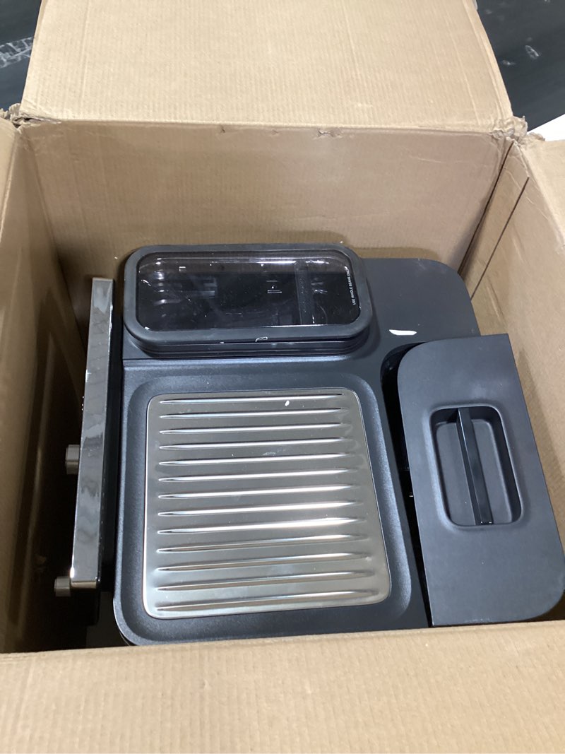 Condition photo showing As Is for ninja luxe café premier 3-in-1 espresso machine, drip coffee, & rapid cold brew | built-in coffee grinder, hands-free milk frother, assisted tamper for cappuccinos & lattes | stainless steel | es601 luxe cafe stainless steel