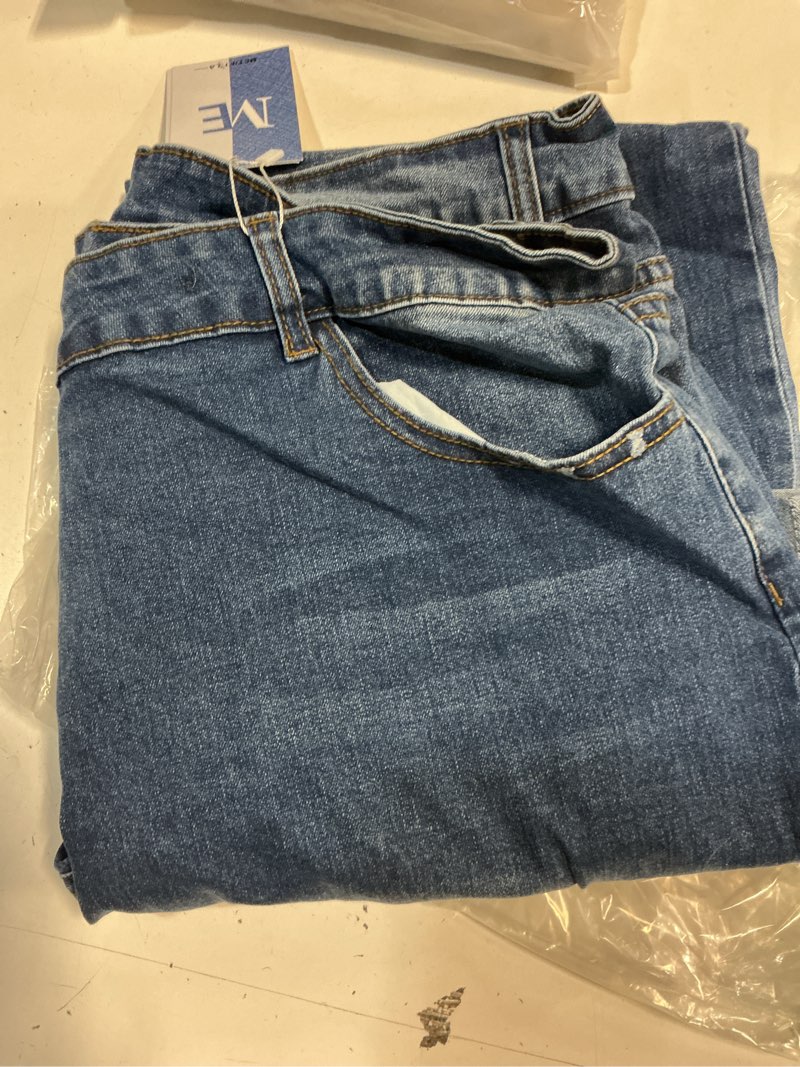 Condition photo showing Good Condition for metietila jeans for women trendy high waisted corssover boyfriend jeans distressed stretchy denim pants small lapis air