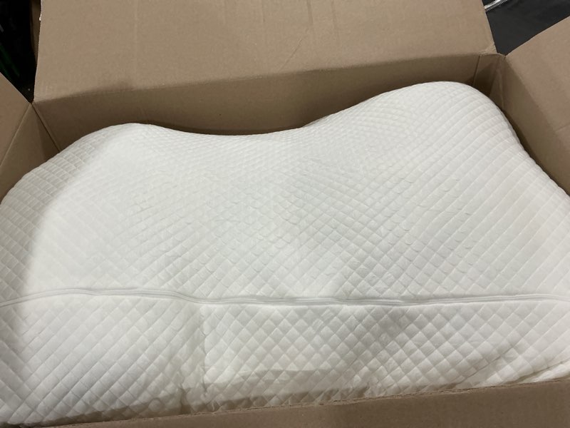 Condition photo showing As Is for Wedge Headboard Pillow for Bed, Twin Dorm Headboard Pillow Support for Sitting Up, Reading, Relaxing, Bolster Pillow with Removable Washable Cover, White Twin White - Bamboo-viscose Cover