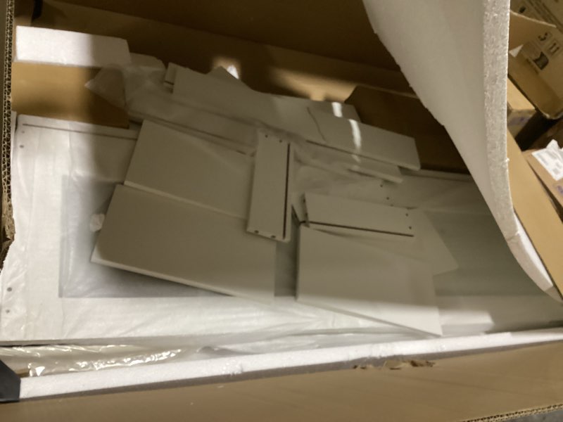 Condition photo showing As Is for DWVO Vanity Desk Set with Mirror & Power Outlets, Vanity Table with Stool, 12 LED Bulbs, 3 Dimmable Light Colors, 10 Drawers, Hair Dryer Rack & Magnifying Mirror Bright White Bulbs