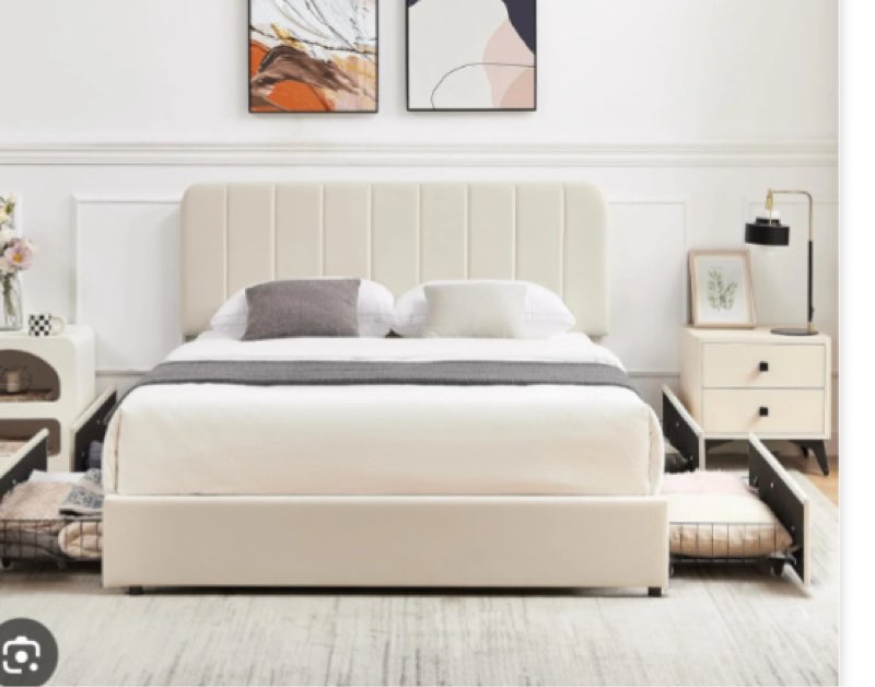 vecelo full size upholstered bed frame with 4 drawers and headboard, velvet platform storage bedframe, wooden slats support, no box spring needed, dark black bed frame with drawer dark black full