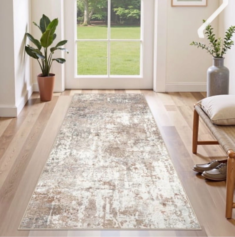 uermei 2 x6  runner rugs non slip  washable indoor rug for hallway kitchen entryway doormats  modern abstract bedroom home decor carpets  brown