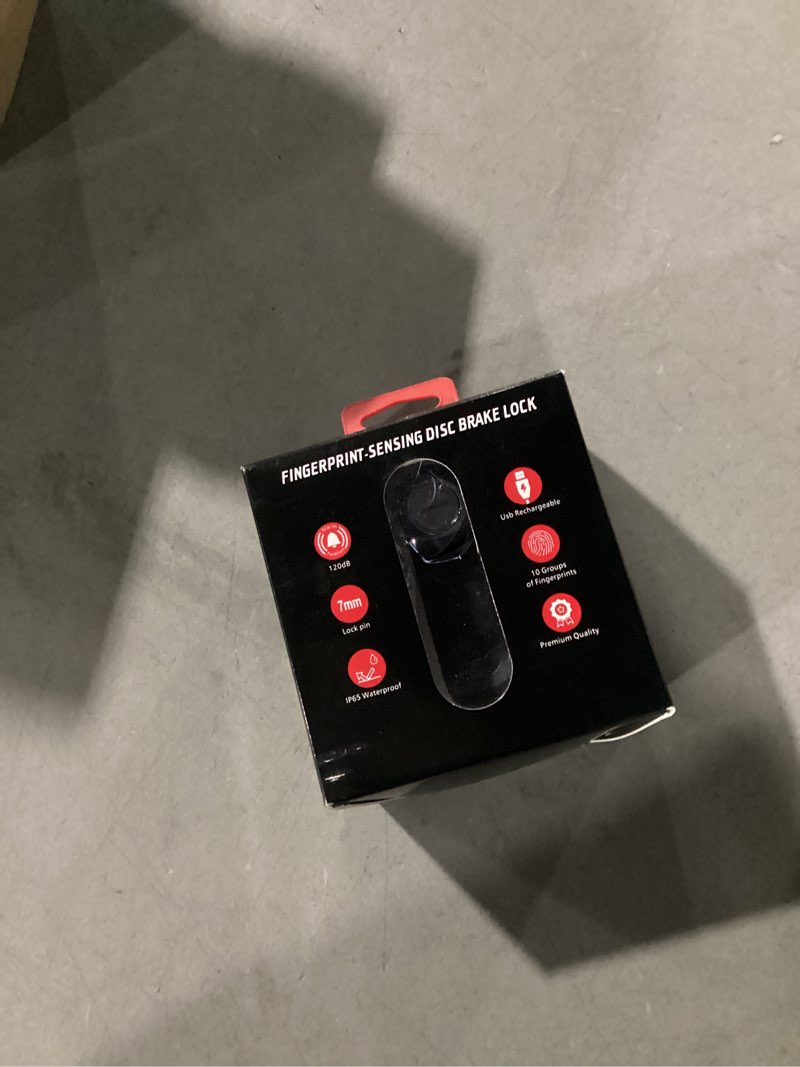 Condition photo showing As Is for YBLNTEK Motorcycle Disc Brake Lock with Alarm, Fingerprint Anti-Theft Motorcycle Lock Rechargeable, 7mm Pin Disc Locks with 5ft Reminder Cable for Motorbike Scooter Bikes