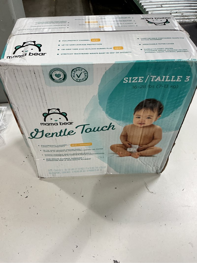 Condition photo showing New/Like New for amazon brand - mama bear gentle touch diapers, size 3, 168 count (4 packs of 42)