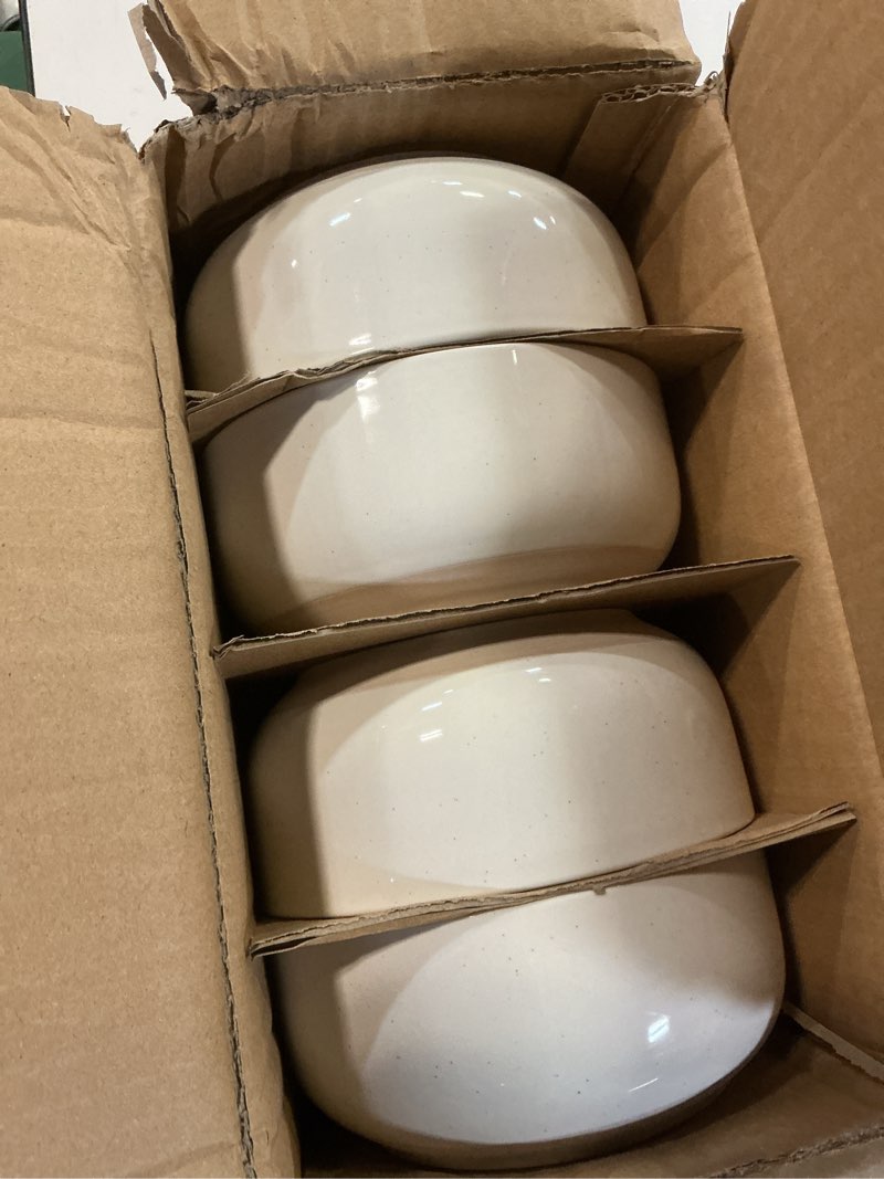 Condition photo showing Good Condition for plates and bowls sets, dinnerware sets for 4, 12 pieces scratch resistant dishware dishes set, ceramic kitchen dinner set, porcelain & microwave and dishwasher safe, cream white 4-set(12pcs)