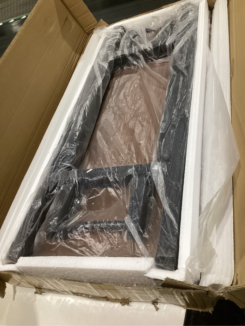 Condition photo showing As Is for TEMI Small Computer Desk Folding Table - 35.8" Foldable Office Desk, No Assembly, Perfect for Small Spaces in Bedroom, Dorm, or Apartment, Portable Mini Desk or Study Table with Compact Design, Walnut 35.8 Inch NO Power Outlets Dark Walnut